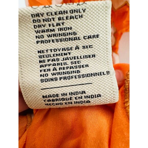 CHUFY Orange White Design Cupro Blend 3/4 Sleeves Lucia Maxi Dress Size Medium - Picture 13 of 16